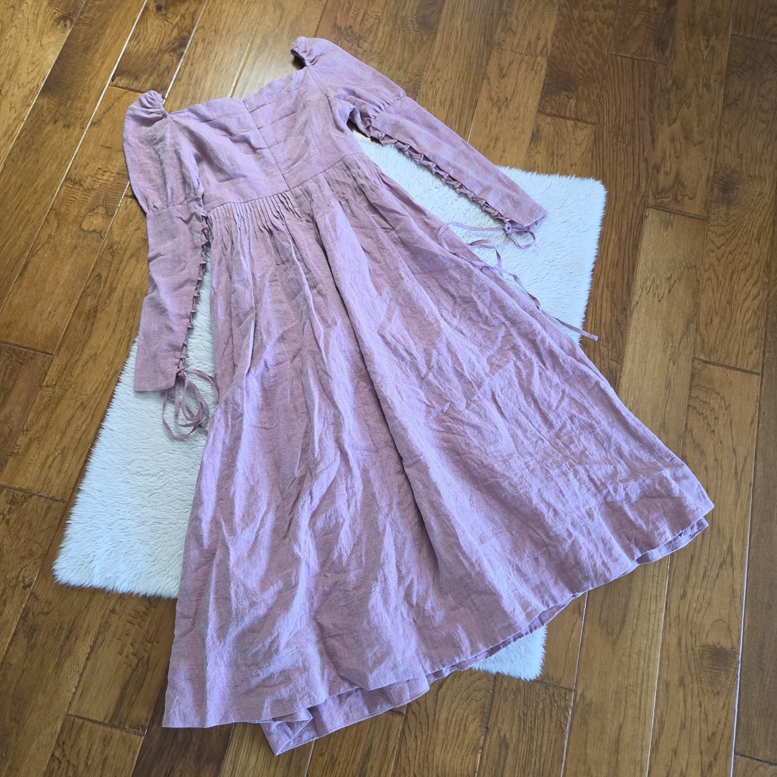Linennaive Phoenix Regency Lace Up Linen Dress Size Small? Cottagecore Romantic — image 4 of 8